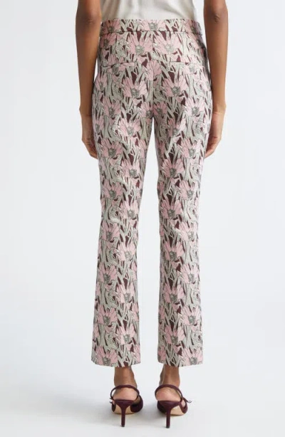 Veronica Beard Arte Floral Kick Flare Pants In Brown
