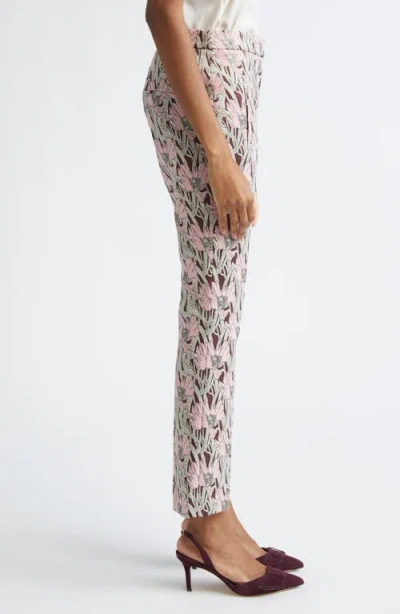 Veronica Beard Arte Floral Kick Flare Pants In Brown