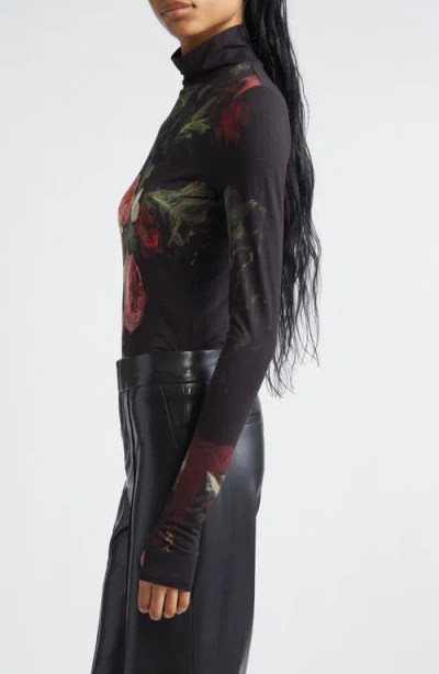 Alice And Olivia Delaina Long-sleeve Turtleneck Top In Multi