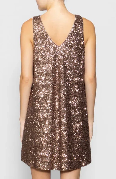 Melloday Sequin Shift Minidress In Brown