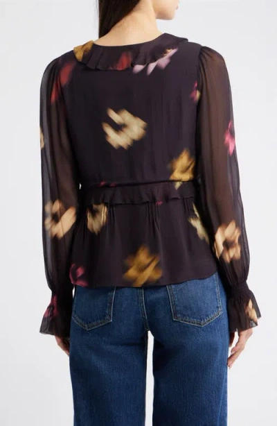 Rails Alixa Floral Ruffle Button-up Shirt In Black