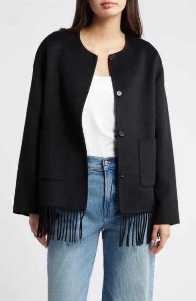 Rails Tomoko Frige Trim Wool Blend Jacket In Black