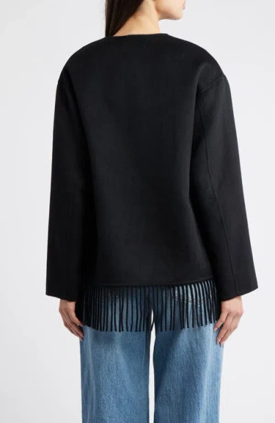 Rails Tomoko Frige Trim Wool Blend Jacket In Black