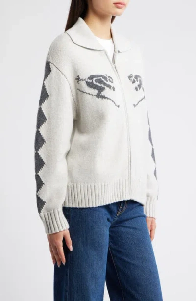 Rails Rhea Ski Graphic Cardigan In Gray