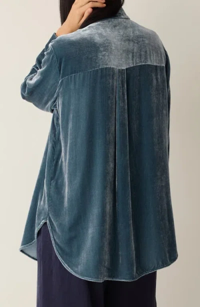 Eileen Fisher Classic Collar Long Shirt In Blue