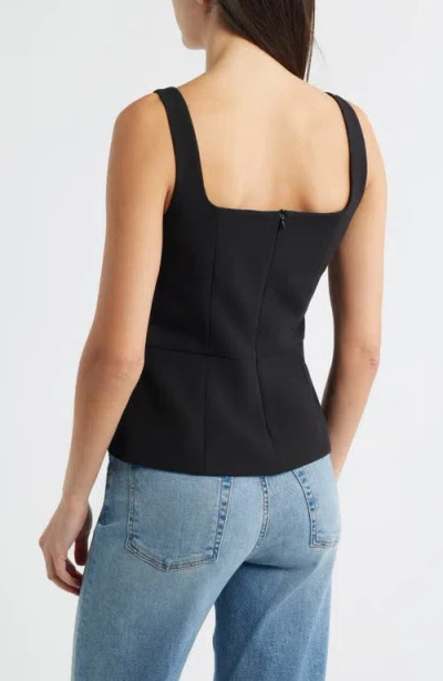 French Connection Azra Peplum Bow Top In Black