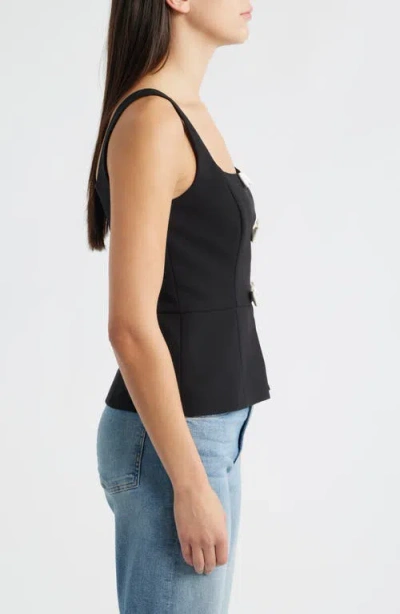 French Connection Azra Peplum Bow Top In Black