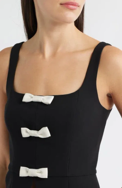 French Connection Azra Peplum Bow Top In Black