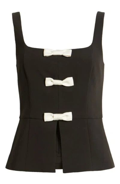 French Connection Azra Peplum Bow Top In Black