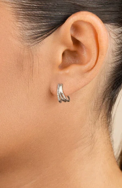 Sterling Forever Harlowe Claw Hoop Earrings In Neutral