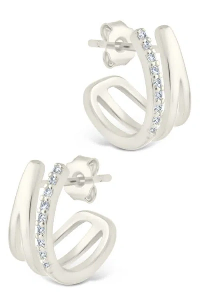 Sterling Forever Harlowe Claw Hoop Earrings In Neutral