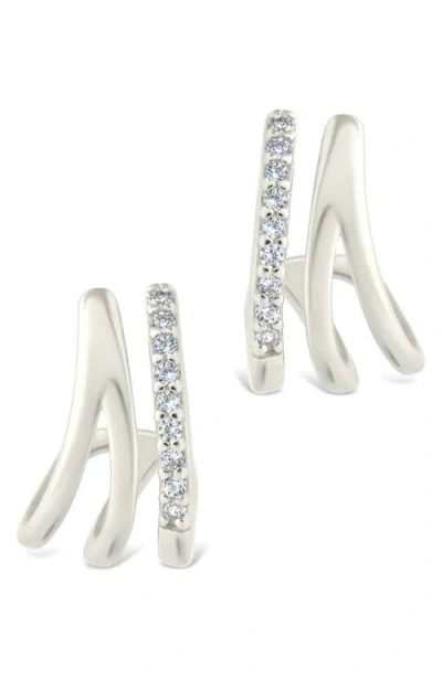 Sterling Forever Harlowe Claw Hoop Earrings In Neutral