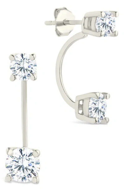 Sterling Forever Brillant Cubic Zirconia Front/back Drop Earrings In Metallic