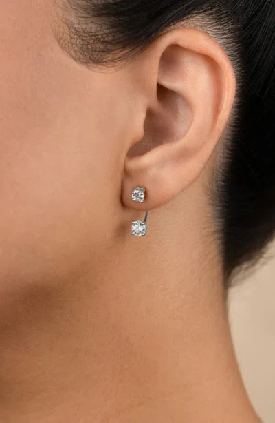 Sterling Forever Brillant Cubic Zirconia Front/back Drop Earrings In Metallic