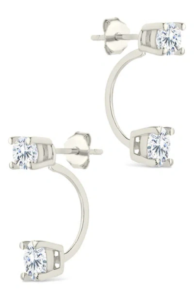 Sterling Forever Brillant Cubic Zirconia Front/back Drop Earrings In Metallic