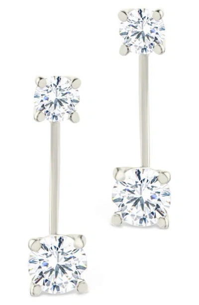 Sterling Forever Brillant Cubic Zirconia Front/back Drop Earrings In Metallic