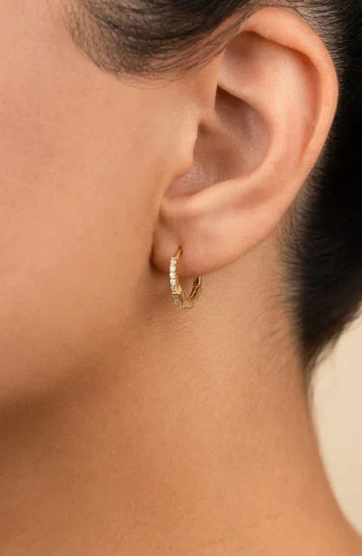 Sterling Forever Cubic Zirconia Hoop Earrings In Gold