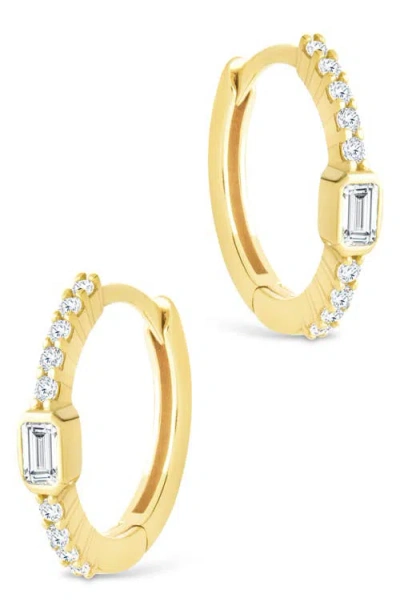 Sterling Forever Cubic Zirconia Hoop Earrings In Gold
