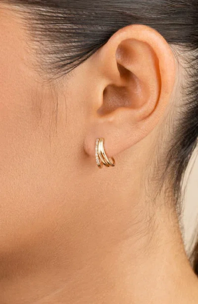 Sterling Forever Harlowe Claw Hoop Earrings In Gold