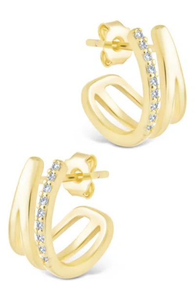 Sterling Forever Harlowe Claw Hoop Earrings In Gold