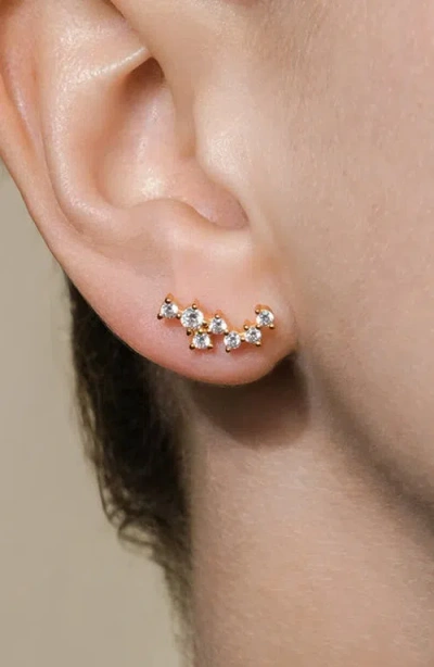 Sterling Forever Cubic Zirconia Ear Crawlers In Gold