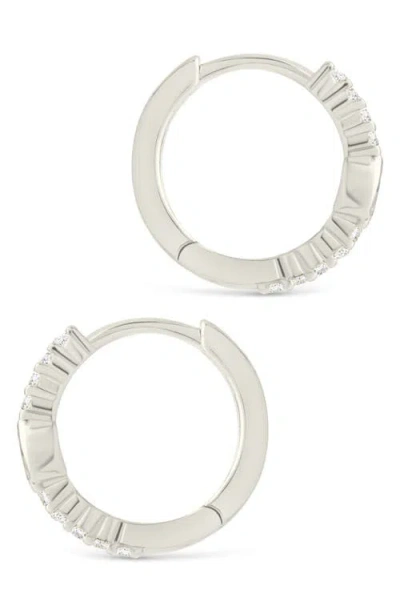 Sterling Forever Bezel Pear Cut Cubic Zirconia Huggie Hoop Earrings In Metallic