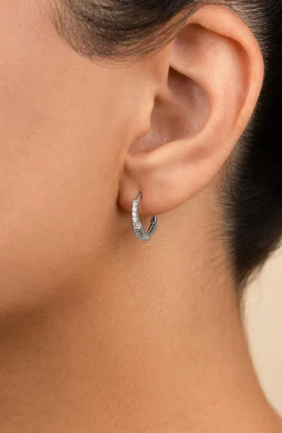 Sterling Forever Cubic Zirconia Hoop Earrings In Metallic