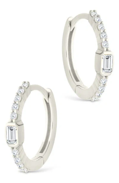 Sterling Forever Cubic Zirconia Hoop Earrings In Metallic
