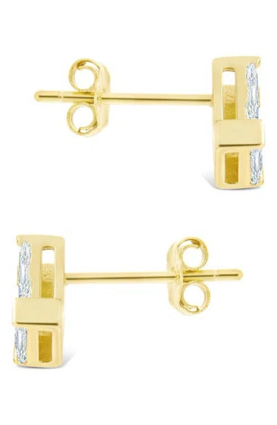 Sterling Forever Macy Baguette Cubic Zirconia Stud Earrings In Gold