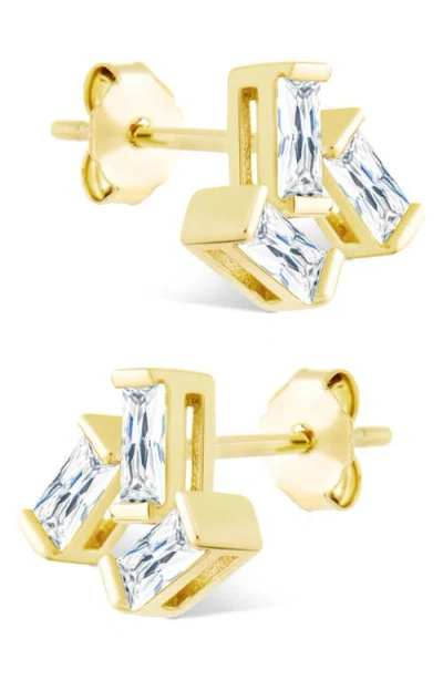 Sterling Forever Macy Baguette Cubic Zirconia Stud Earrings In Gold