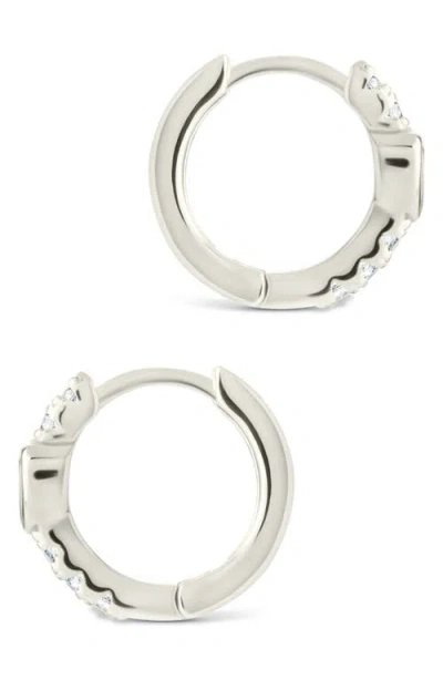 Sterling Forever Sterling Silver Heart Cut Bezel Set Huggie Hoop Earrings In Metallic