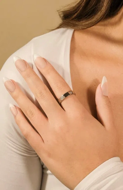 Sterling Forever Cubic Zirconia Station Band Ring In Metallic