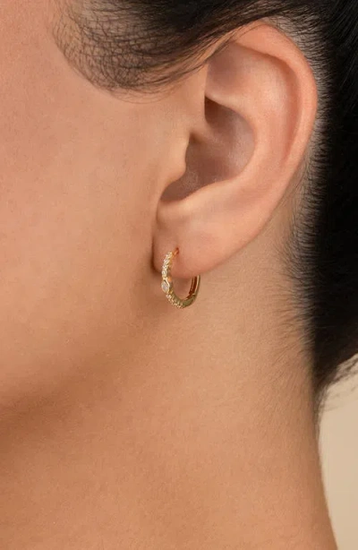 Sterling Forever Bezel Pear Cut Cubic Zirconia Huggie Hoop Earrings In Gold