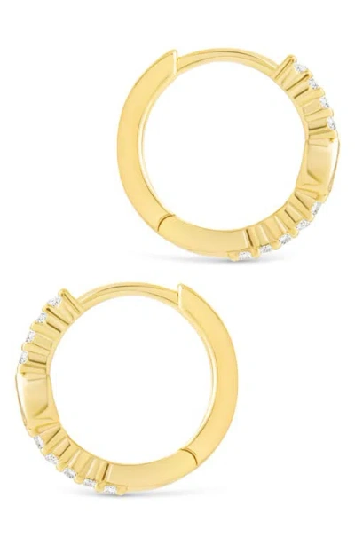 Sterling Forever Bezel Pear Cut Cubic Zirconia Huggie Hoop Earrings In Gold