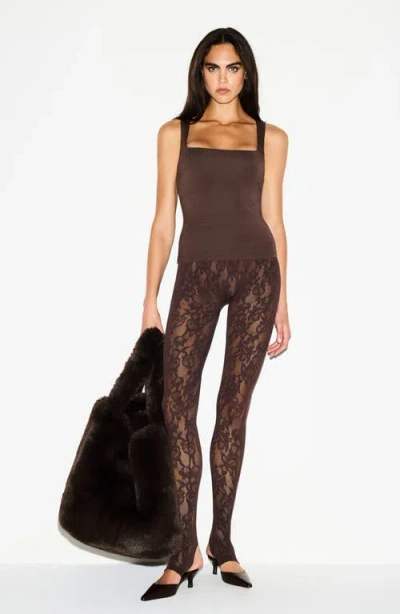 Skims Smooth Layers Square Neck Tank Top In Brown