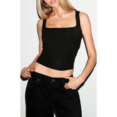 Skims Smooth Layers Square Neck Tank Top In Black
