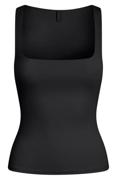Skims Smooth Layers Square Neck Tank Top In Black