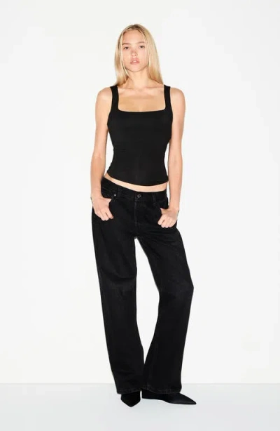 Skims Smooth Layers Square Neck Tank Top In Black