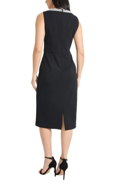 Maggy London Women's V-neck Embellished Sheath Midi Dress In Black