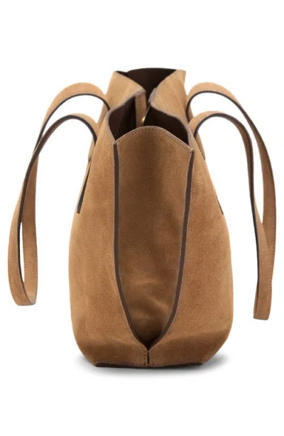 Mango Mini Suede Shopper Bag In Brown