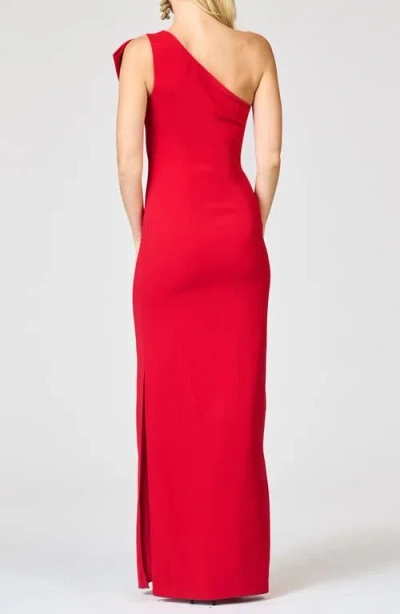 Sachin & Babi Cosette Bow One-shoulder Column Gown In Red