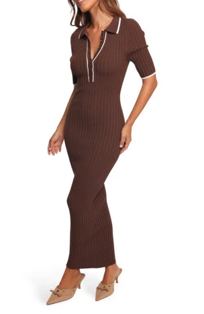 Petal And Pup Petal & Pup Conner Short Sleeve Sweater Dress In Brown