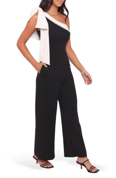 Petal And Pup Petal & Pup Pearla One-shoulder Wide Leg Jumpsuit In Black