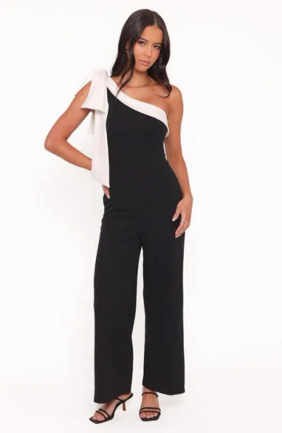 Petal And Pup Petal & Pup Pearla One-shoulder Wide Leg Jumpsuit In Black