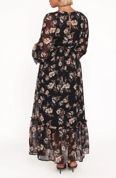 Petal And Pup Petal & Pup Evian Floral Long Sleeve Maxi Dress In Black