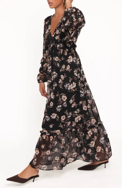 Petal And Pup Petal & Pup Evian Floral Long Sleeve Maxi Dress In Black