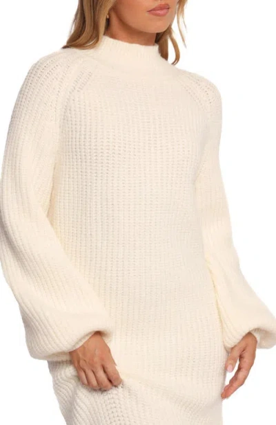 Petal And Pup Petal & Pup Tobin Mock Neck Long Sleeve Maxi Sweater Dress In White