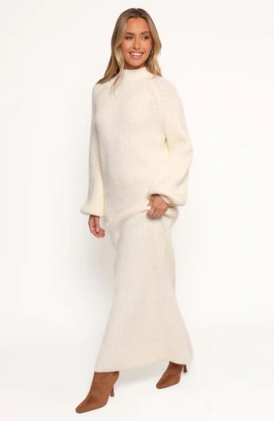 Petal And Pup Petal & Pup Tobin Mock Neck Long Sleeve Maxi Sweater Dress In White