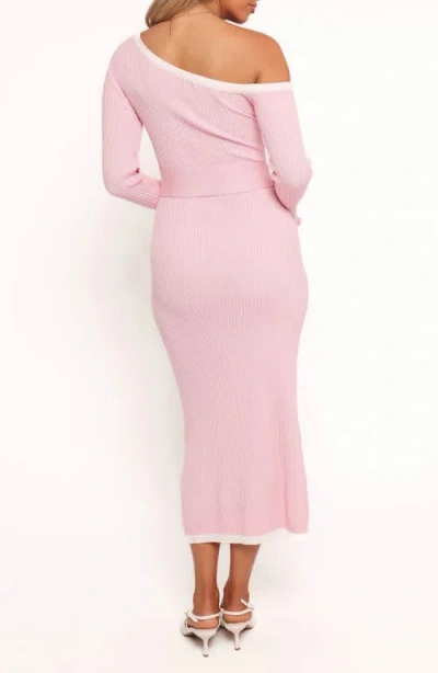 Petal And Pup Petal & Pup Milan One-shoulder Long Sleeve Rib Maxi Dress In Pink