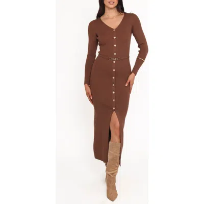 Petal And Pup Petal & Pup Byrdie Long Sleeve Maxi Sweater Dress In Brown